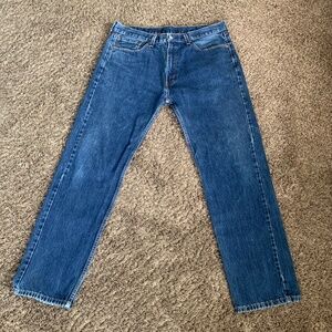 Levi's 505 Denim Blue Jeans 38x32 Straight Classic Everyday Jeans